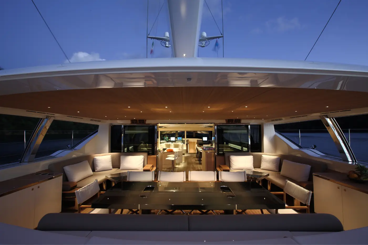 50m Luxury Sail Yacht Outdoor Dining Interior by Marxcraft