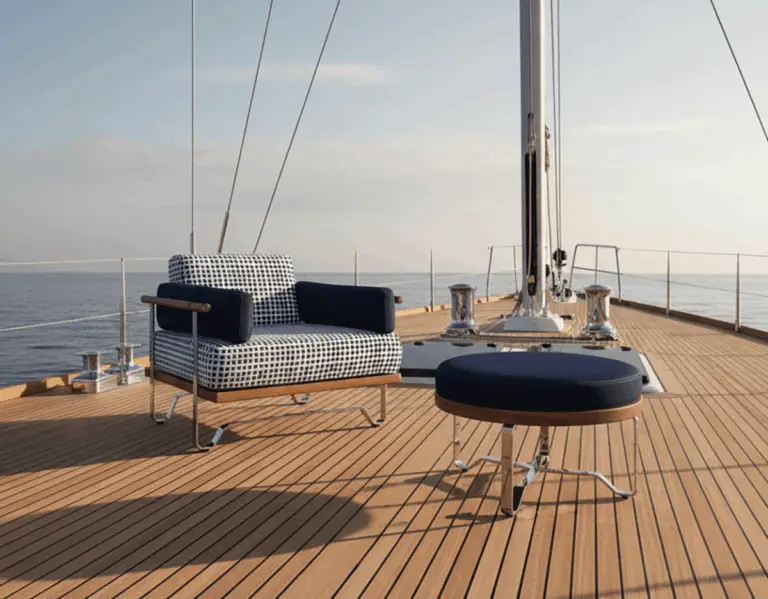 Luxury Outdoor armchair and ottoman for Isotros by Marxcraft